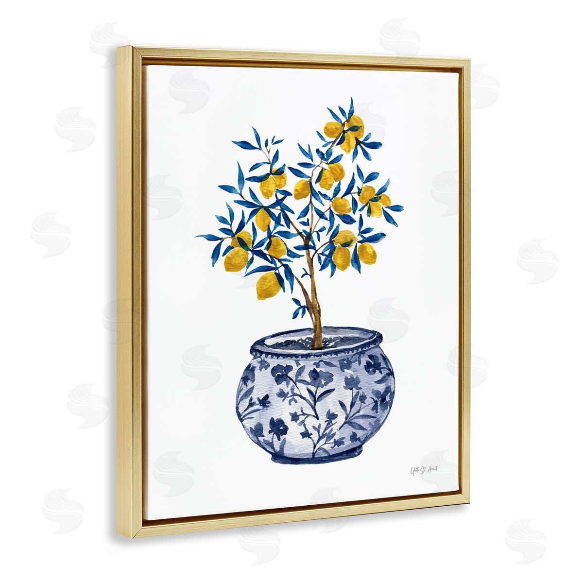 Yvette St. Amant Lemon Tree in Chinoiserie Gold Floating Frame Canvas Wall Art Print