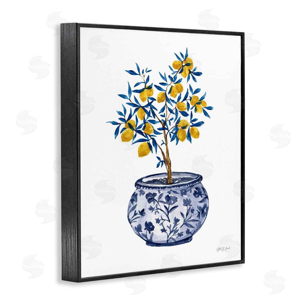 Yvette St. Amant Lemon Tree in Chinoiserie Black Framed Giclee Wall Art Print