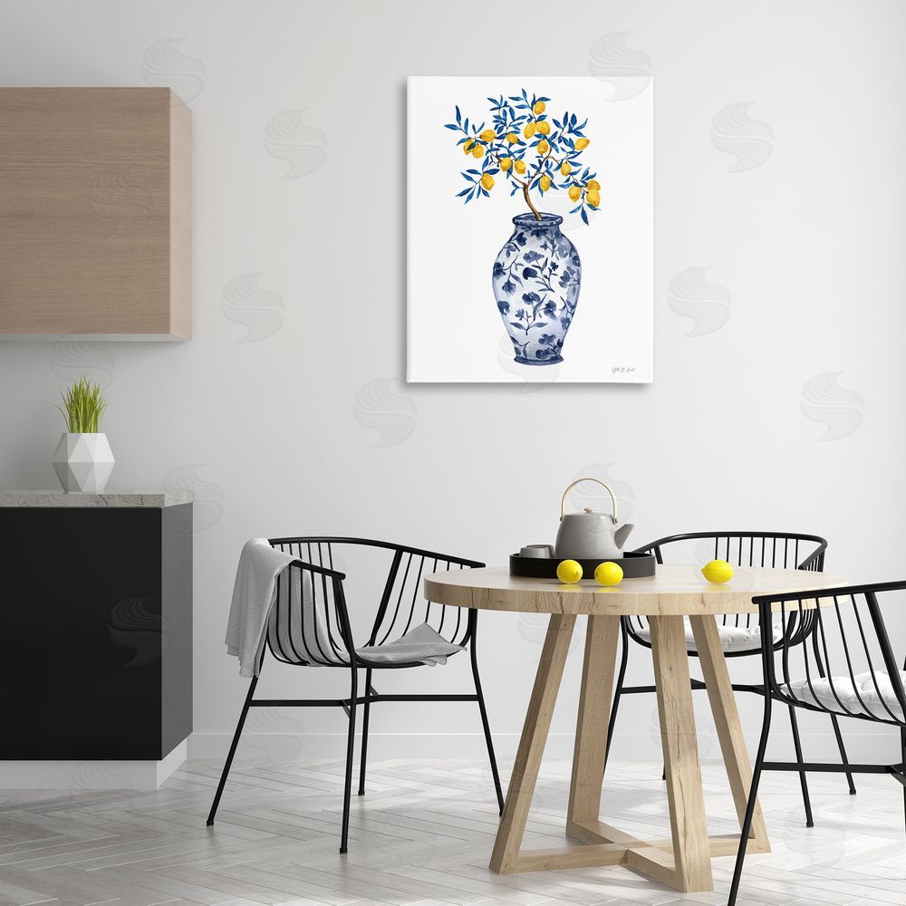 Yvette St. Amant Chinoiserie Vase Lemons Canvas Wall Art Print in Room