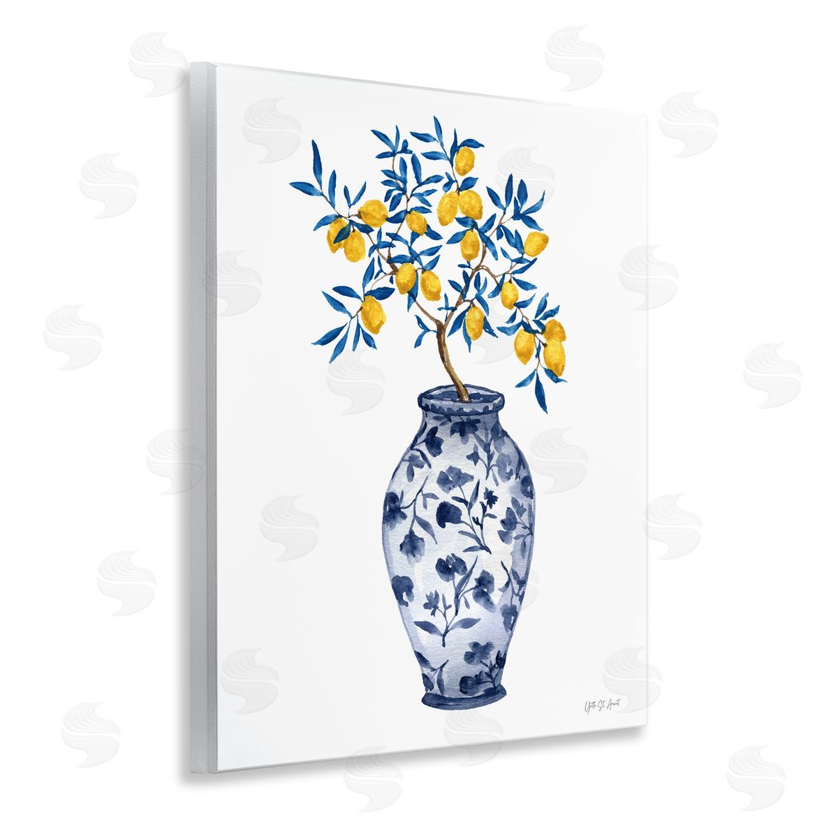 Yvette St. Amant Chinoiserie Vase Lemons Wooden Wall Plaque Art Print