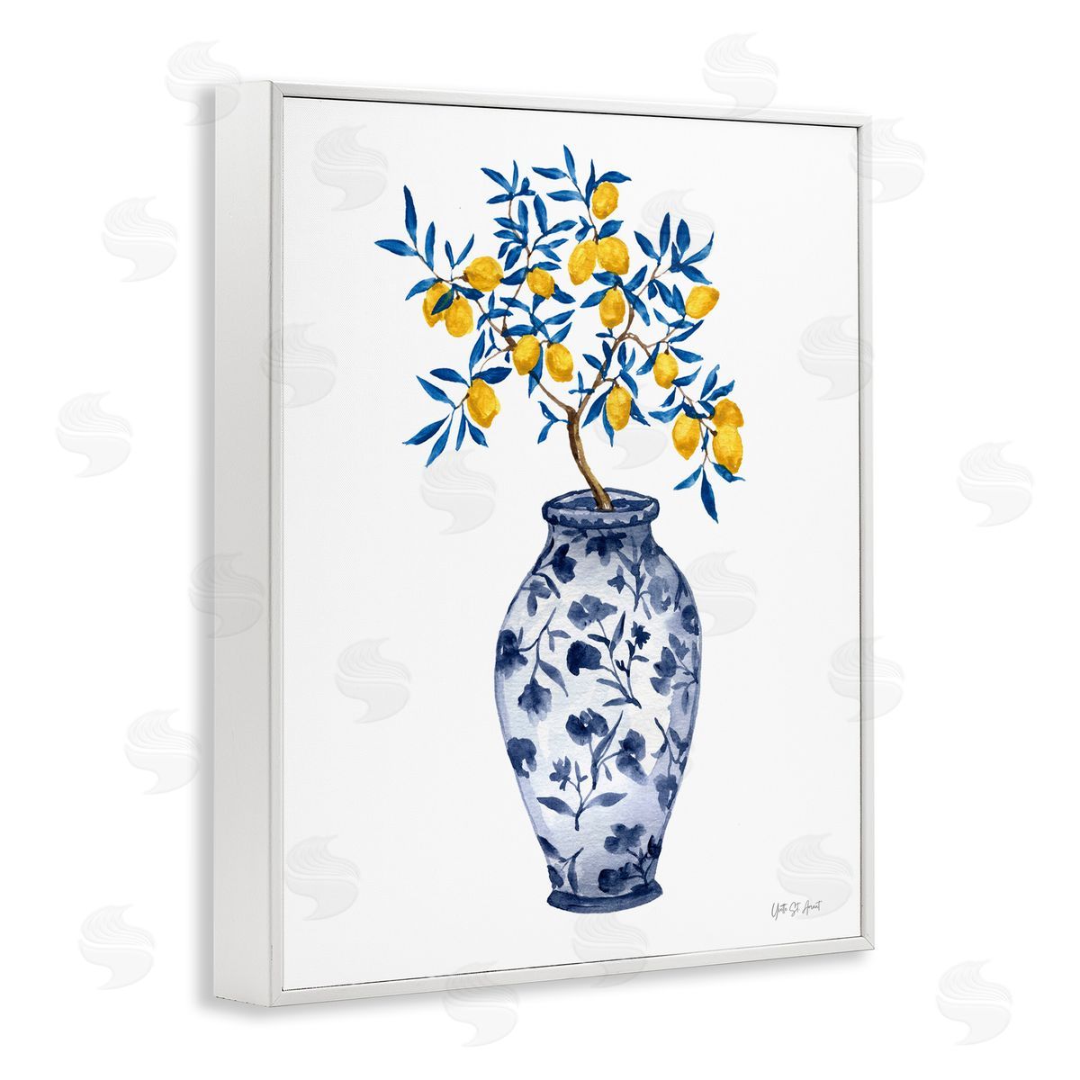 Yvette St. Amant Chinoiserie Vase Lemons White Framed Giclee Wall Art Print