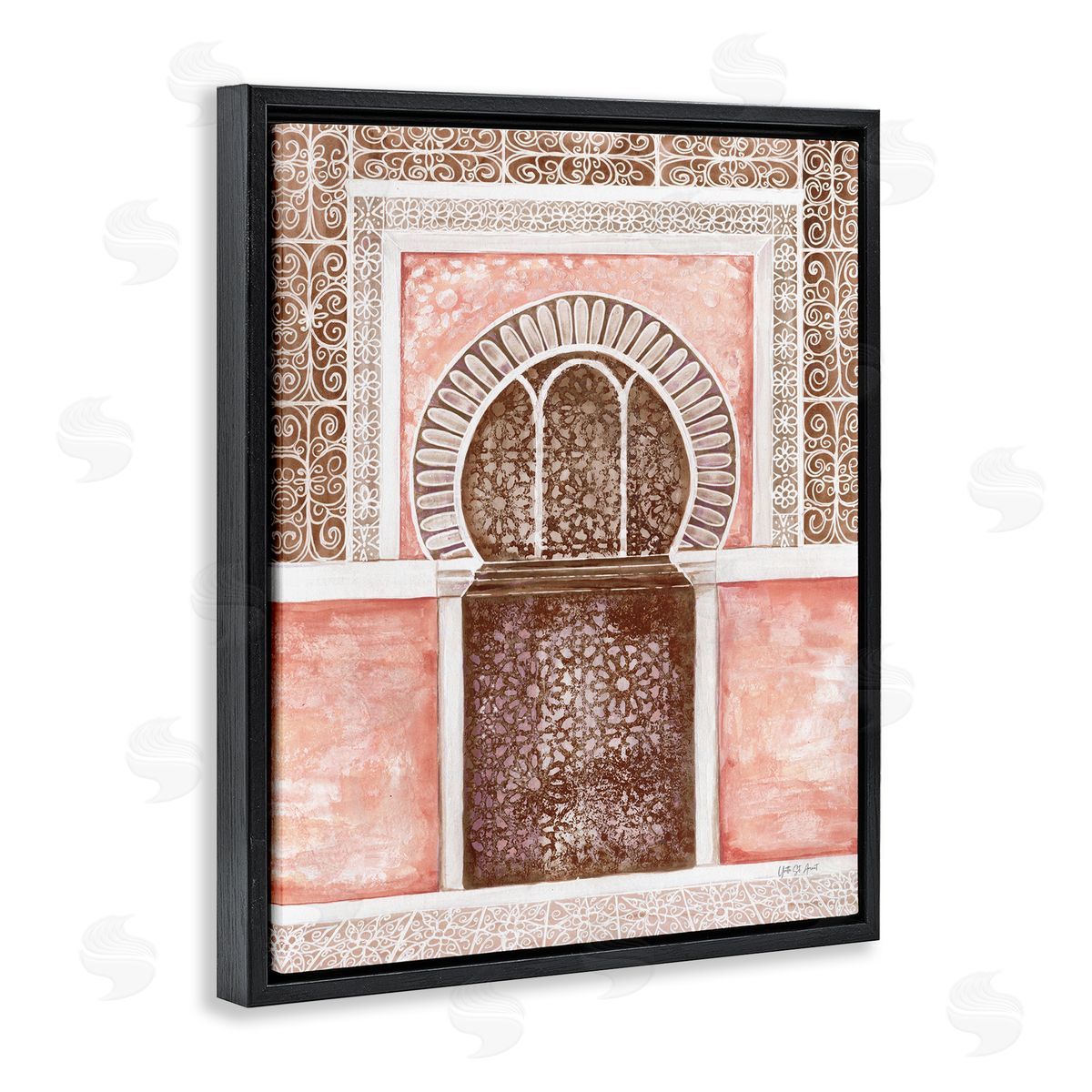 Yvette St. Amant Moroccan Tiled Alcove Black Floating Frame Canvas Wall Art Print