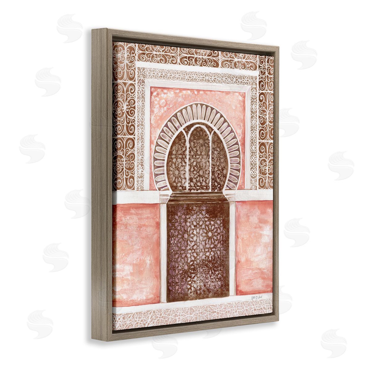 Yvette St. Amant Moroccan Tiled Alcove Brown Floating Frame Canvas Wall Art Print