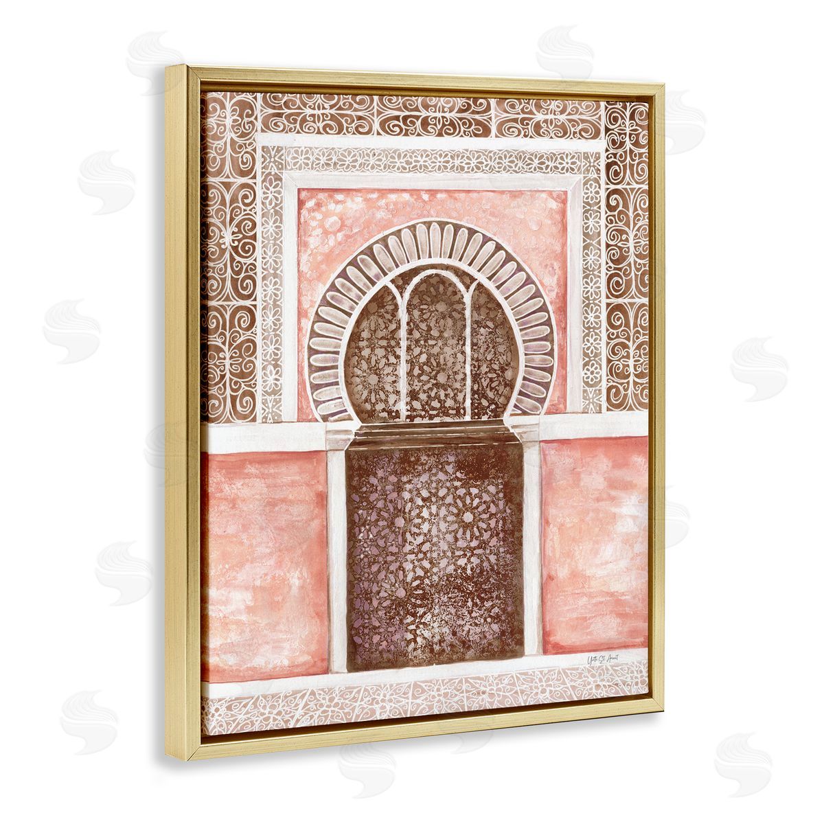 Yvette St. Amant Moroccan Tiled Alcove Gold Floating Frame Canvas Wall Art Print