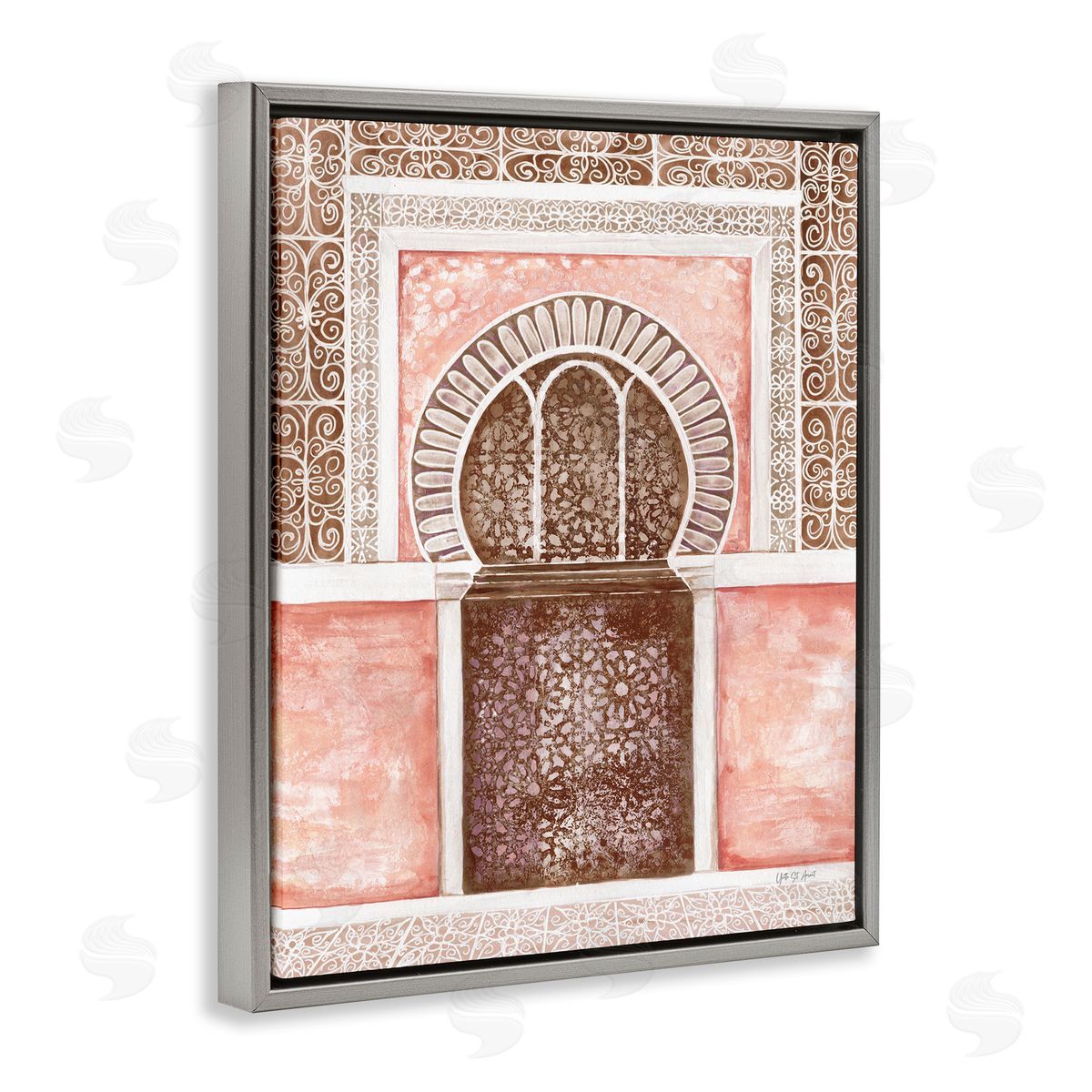 Yvette St. Amant Moroccan Tiled Alcove Gray Floating Frame Canvas Wall Art Print
