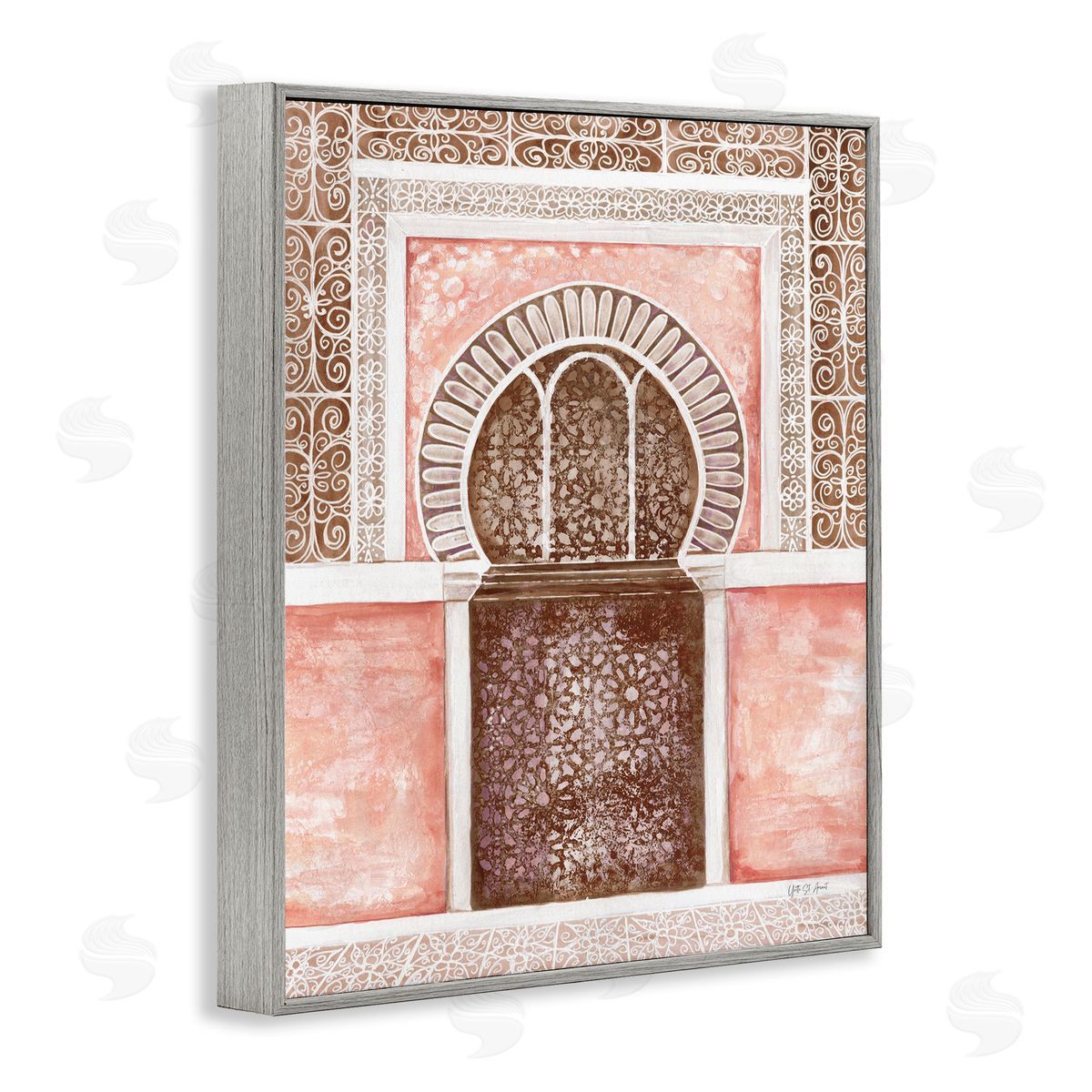 Yvette St. Amant Moroccan Tiled Alcove Gray Framed Giclee Wall Art Print