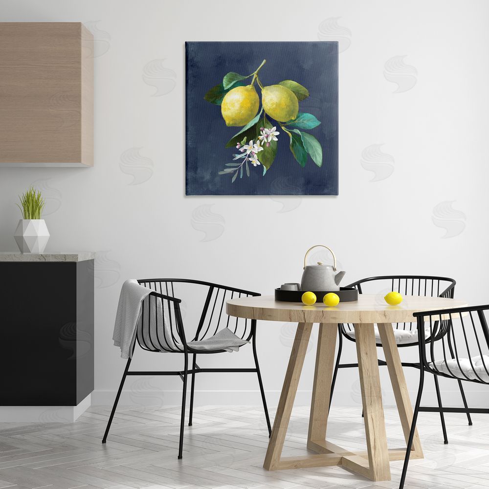 Danhui Nai Lemon Branches on Blue Canvas Wall Art Print in Room