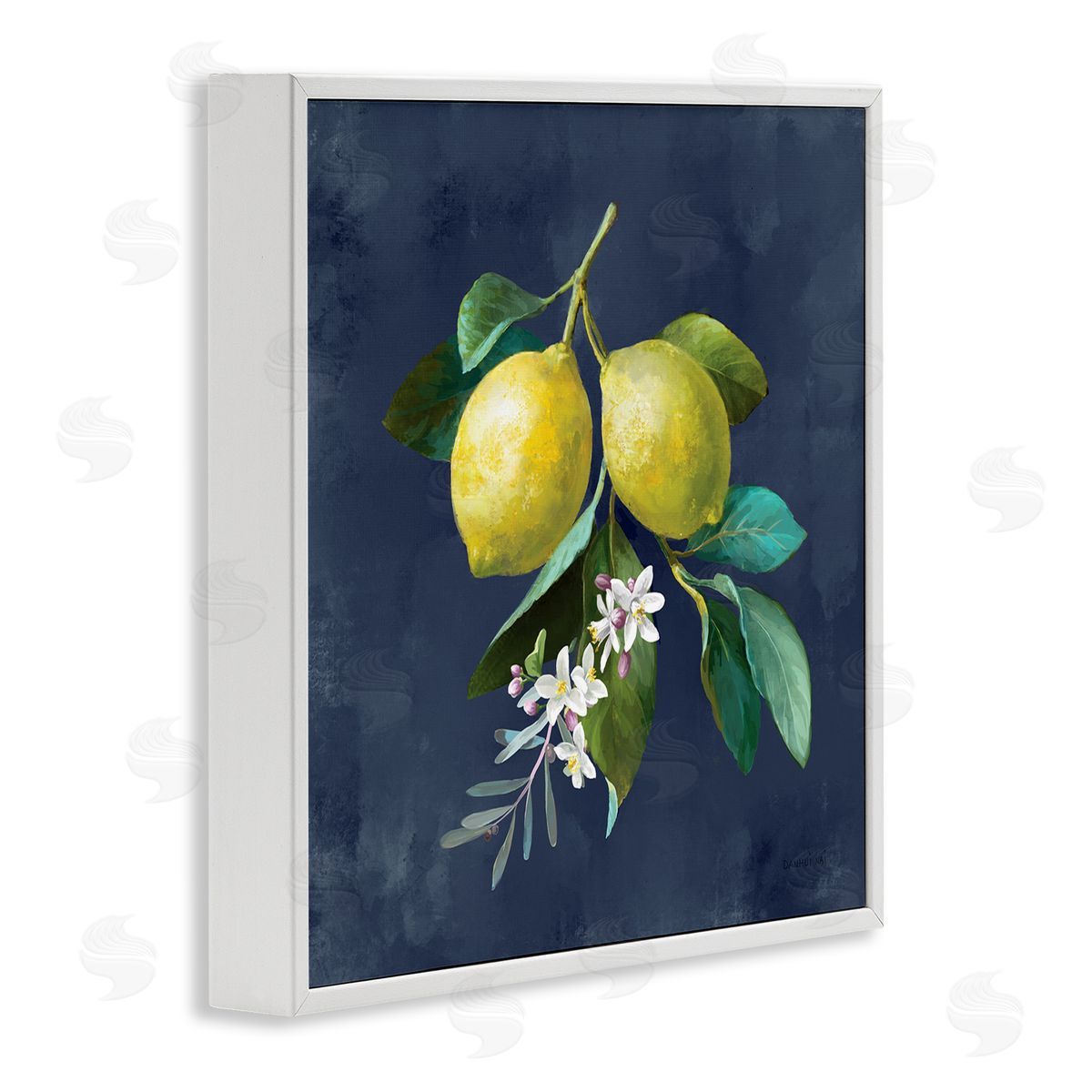 Danhui Nai Lemon Branches on Blue White Framed Giclee Wall Art Print