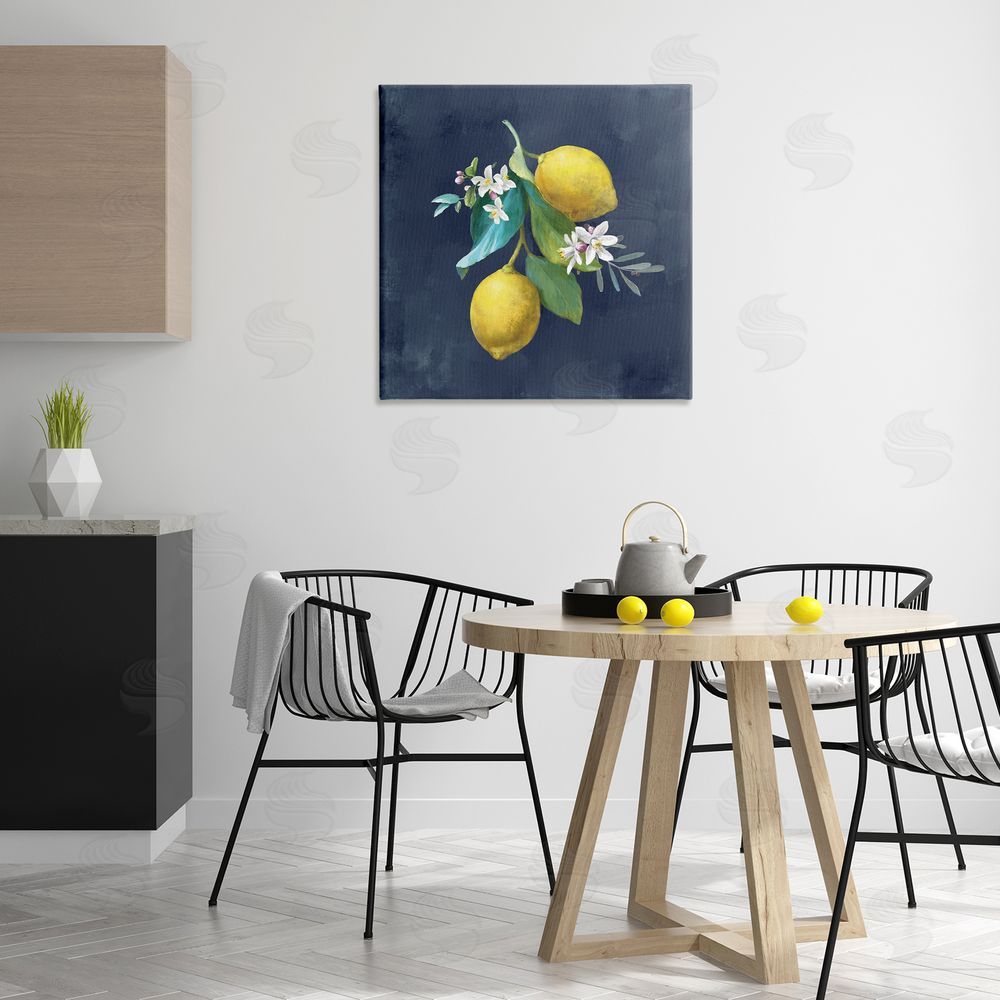 Danhui Nai Lemon Cluster on Blue Canvas Wall Art Print in Room