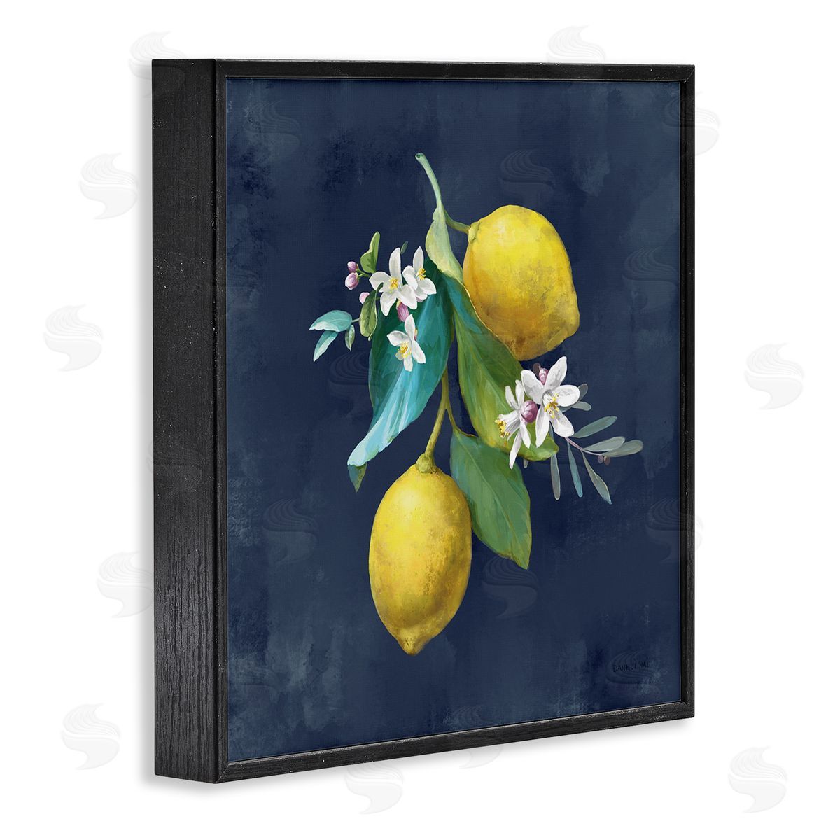 Danhui Nai Lemon Cluster on Blue Black Framed Giclee Wall Art Print
