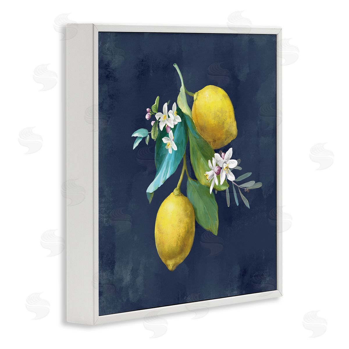 Danhui Nai Lemon Cluster on Blue White Framed Giclee Wall Art Print