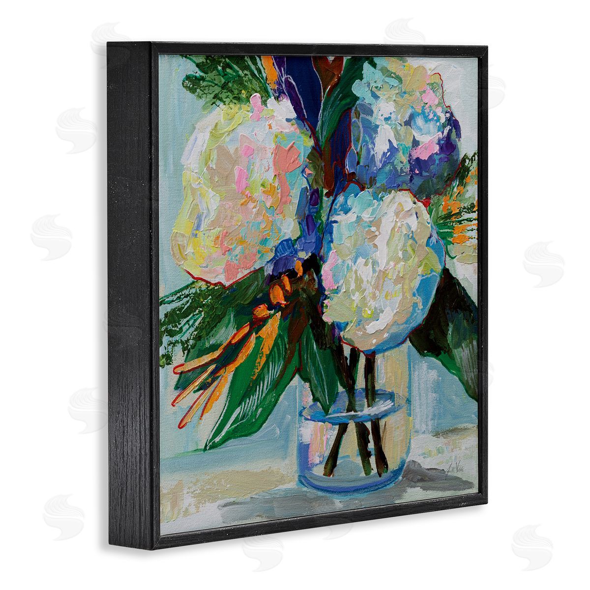 Jeanette Vertentes Bold Summer Blooms Black Framed Giclee Wall Art Print