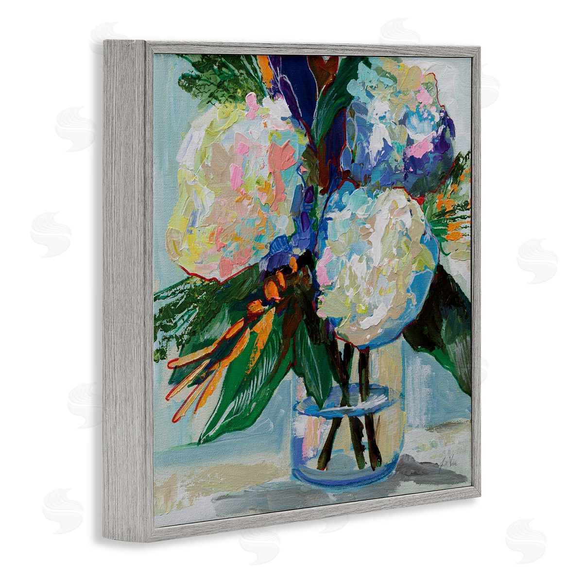 Jeanette Vertentes Bold Summer Blooms Gray Framed Giclee Wall Art Print