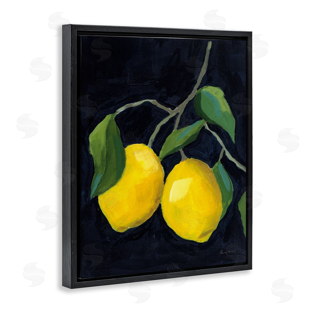 Pamela Munger Two Lush Lemons Black Floating Frame Canvas Wall Art Print