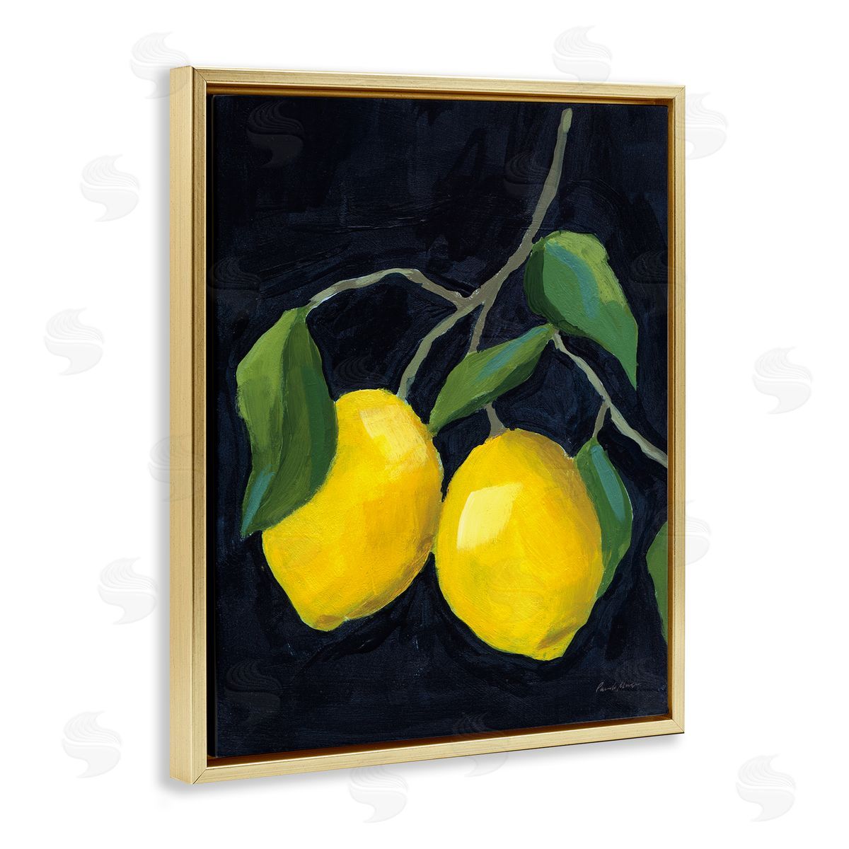 Pamela Munger Two Lush Lemons Gold Floating Frame Canvas Wall Art Print