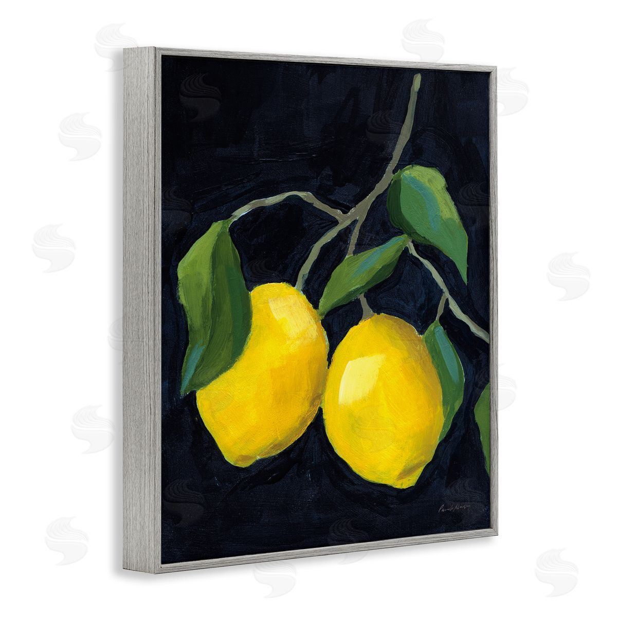 Pamela Munger Two Lush Lemons Gray Framed Giclee Wall Art Print