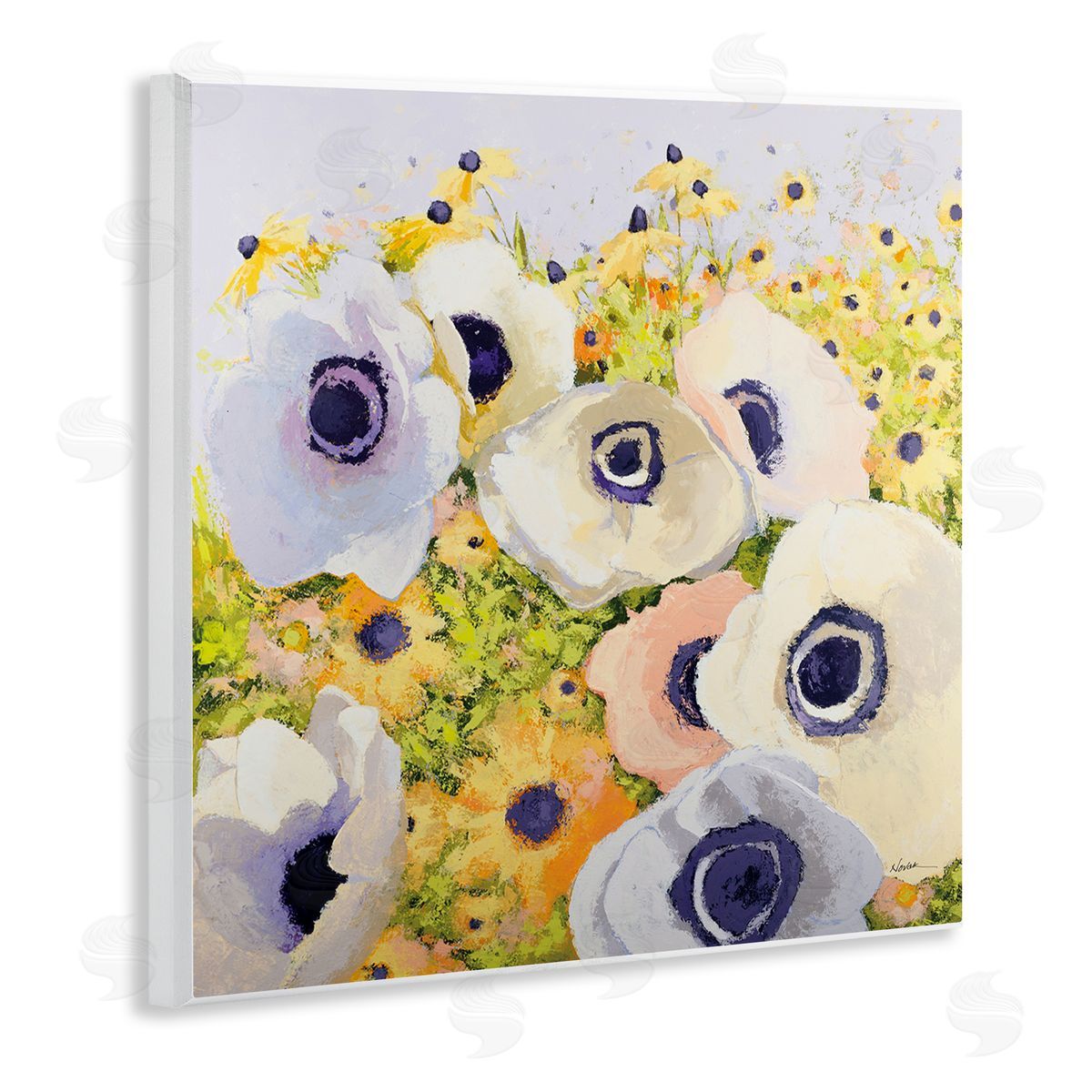 Shirley Novak Pastel Poppy Field Wooden Wall Plaque Art Print