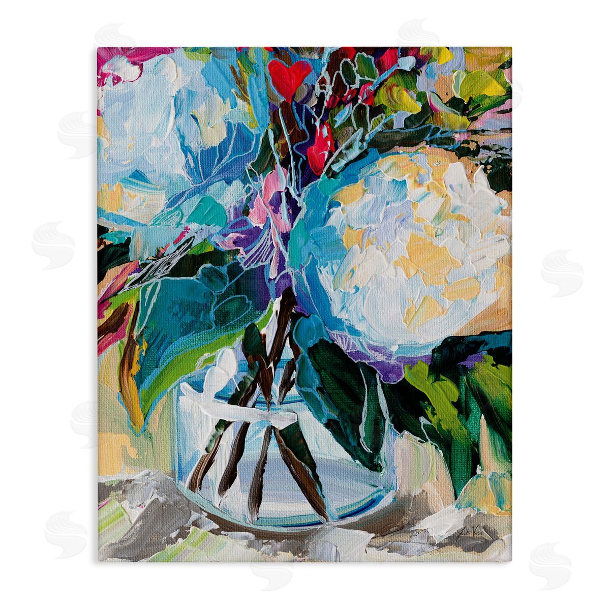 Jeanette Vertentes Modern Lined Bouquet Canvas Wall Art Print