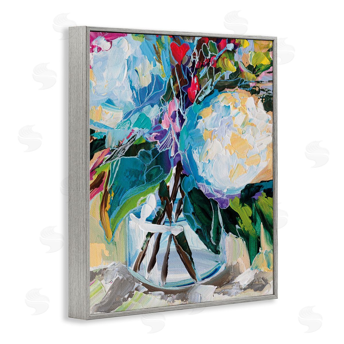 Jeanette Vertentes Modern Lined Bouquet Gray Framed Giclee Wall Art Print