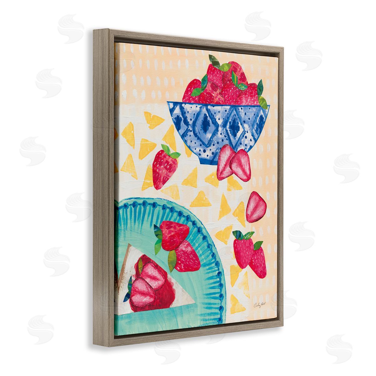 Courtney Prahl Strawberry Dessert Tablescape Brown Floating Frame Canvas Wall Art Print