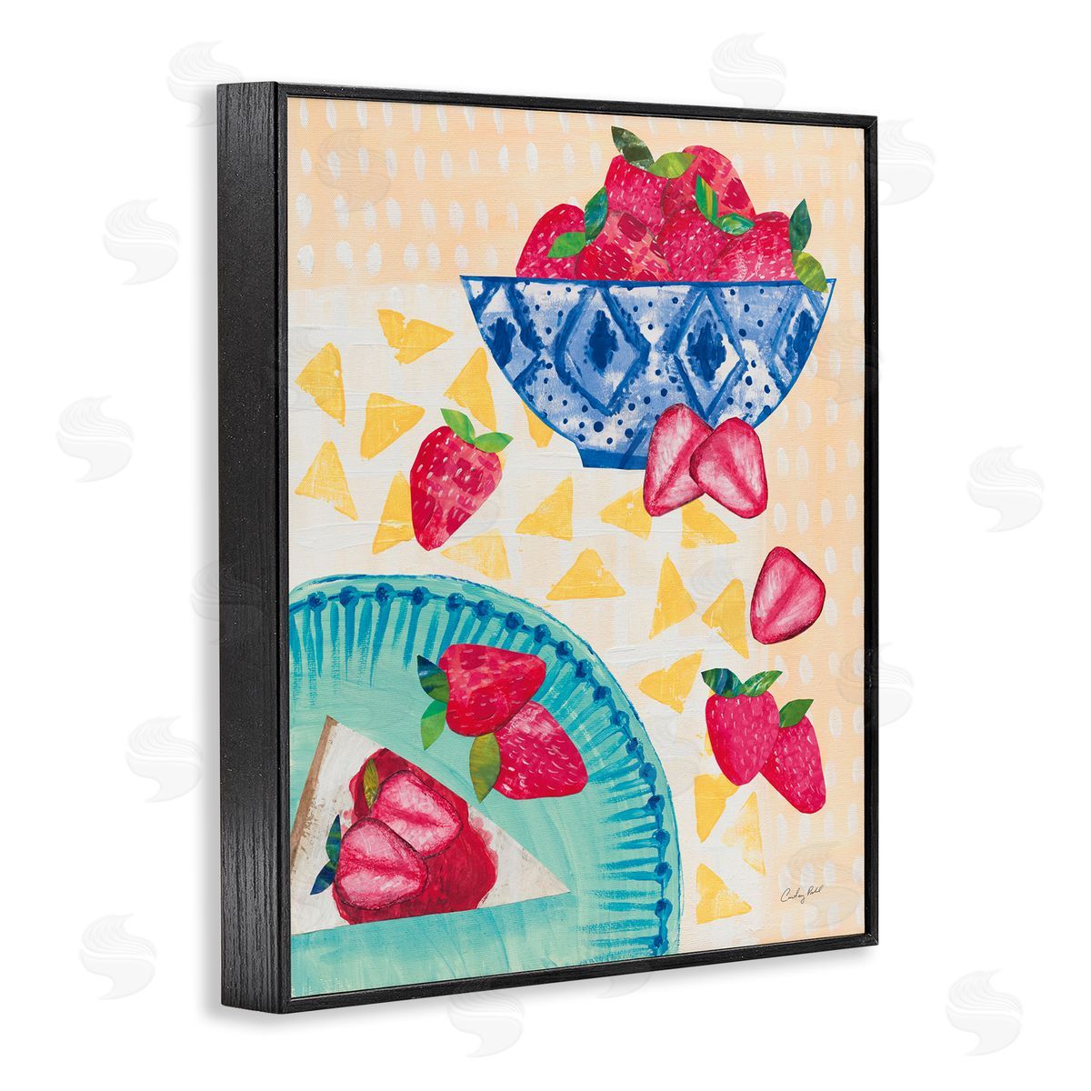 Courtney Prahl Strawberry Dessert Tablescape Black Framed Giclee Wall Art Print