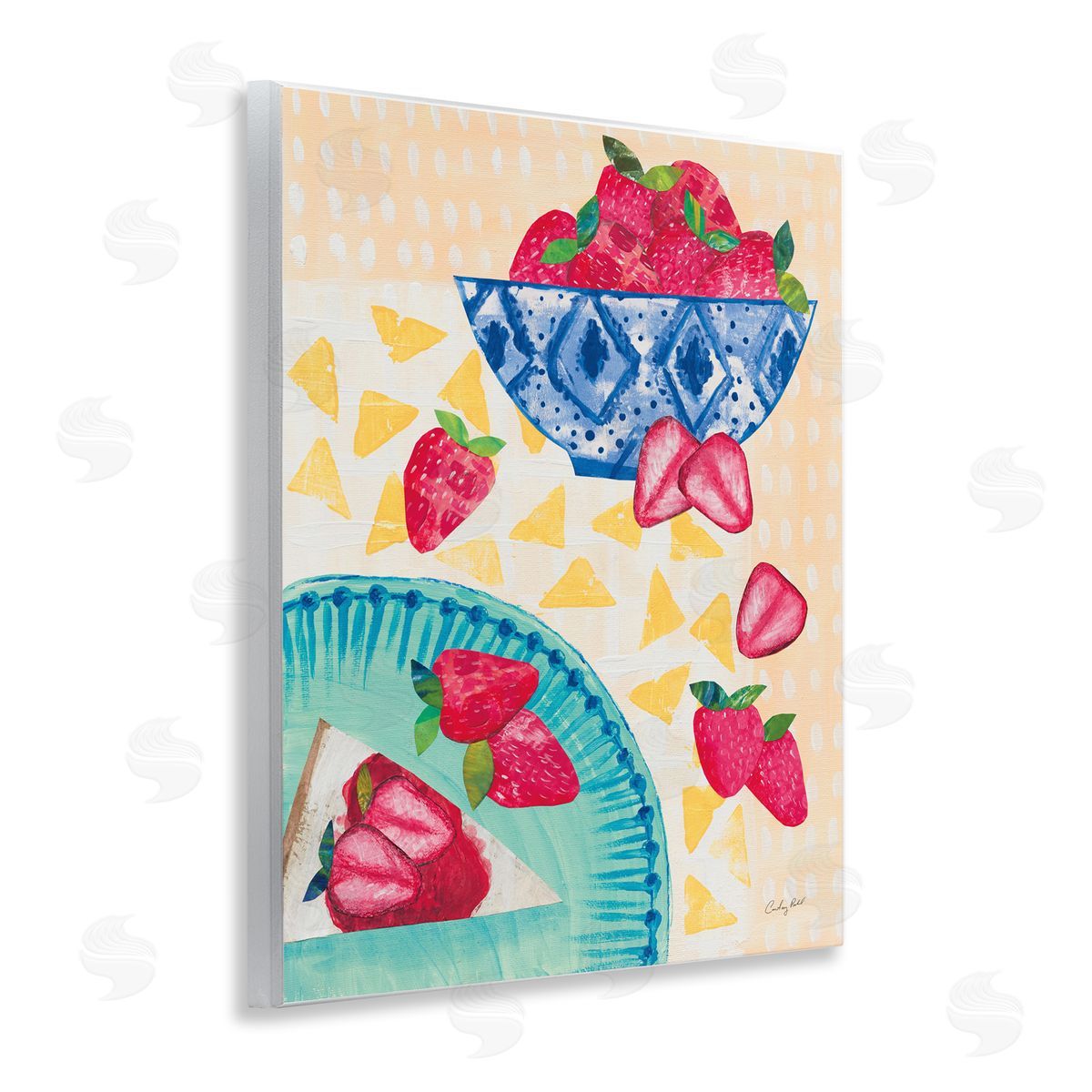 Courtney Prahl Strawberry Dessert Tablescape Wooden Wall Plaque Art Print