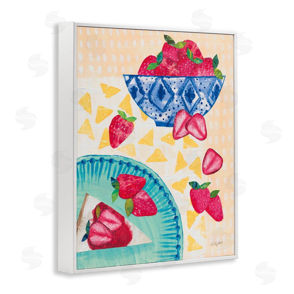Courtney Prahl Strawberry Dessert Tablescape White Framed Giclee Wall Art Print