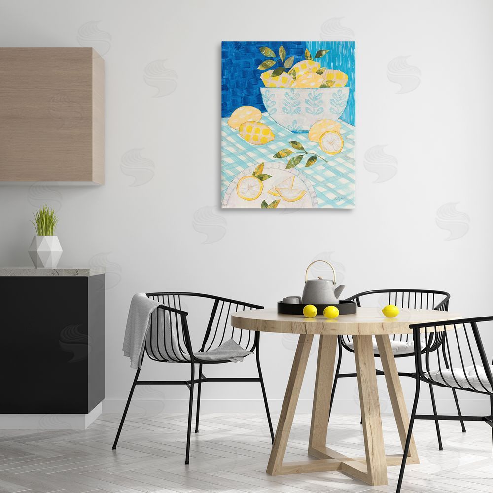 Courtney Prahl Patterned Lemons Tablescape Canvas Wall Art Print in Room