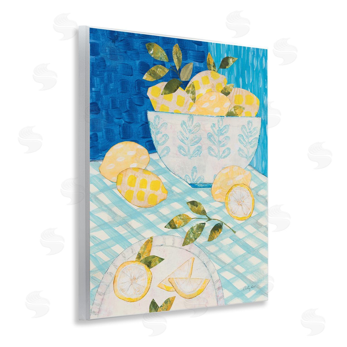 Courtney Prahl Patterned Lemons Tablescape Wooden Wall Plaque Art Print