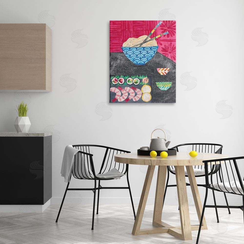 Courtney Prahl Patterned Sushi Tablescape Canvas Wall Art Print in Room