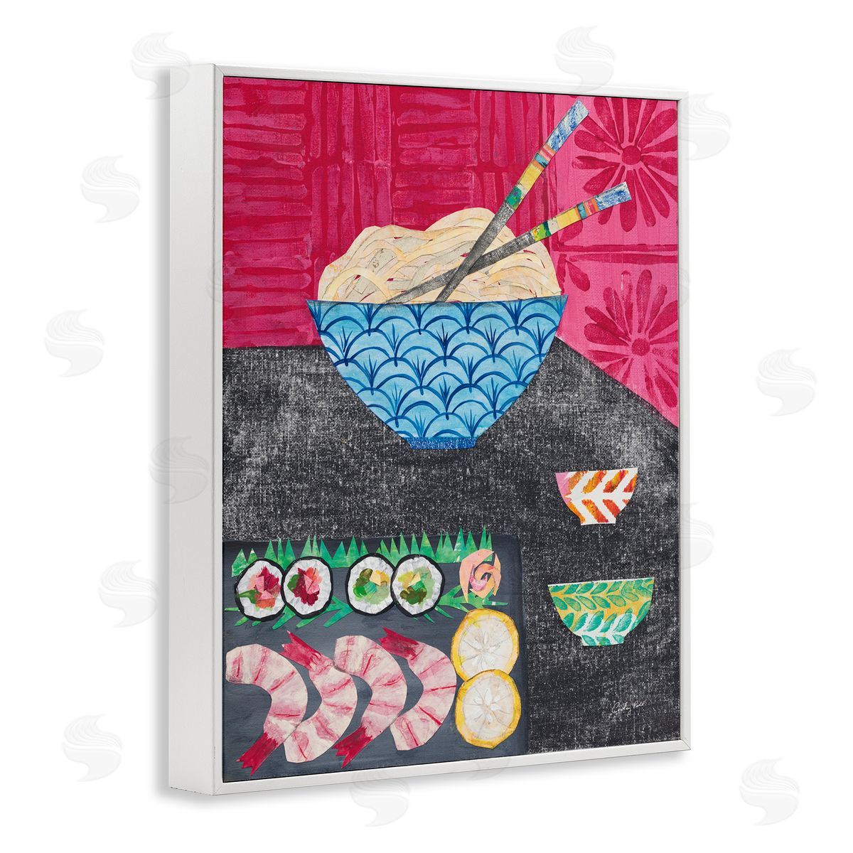Courtney Prahl Patterned Sushi Tablescape White Framed Giclee Wall Art Print
