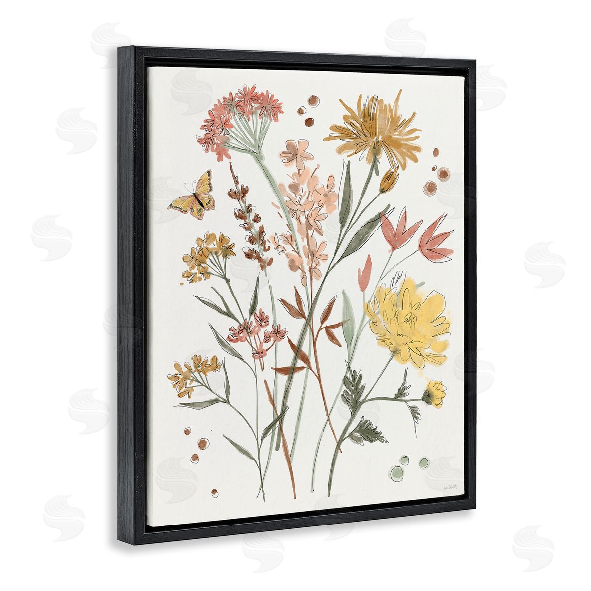 Anne Tavoletti Full Bloom Wildflowers Black Floating Frame Canvas Wall Art Print
