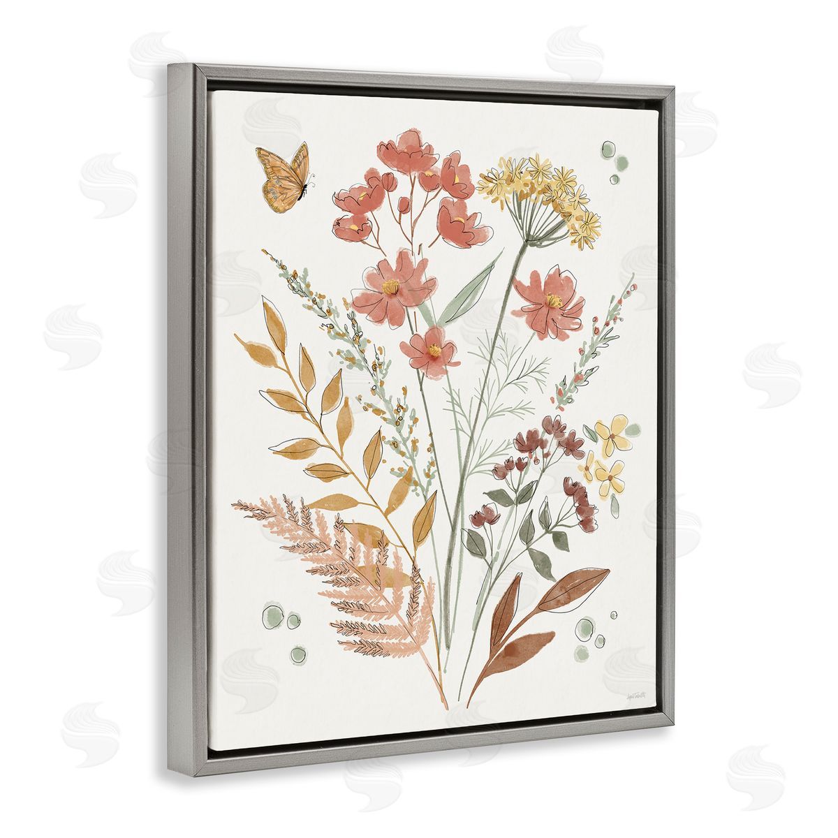 Anne Tavoletti Full Bloom Botanicals Gray Floating Frame Canvas Wall Art Print