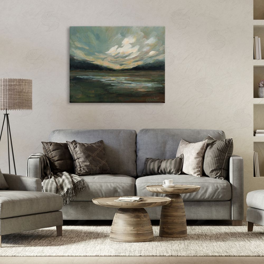 Haley Knighten Billowing Clouds Landscape Canvas Wall Art Print in Room