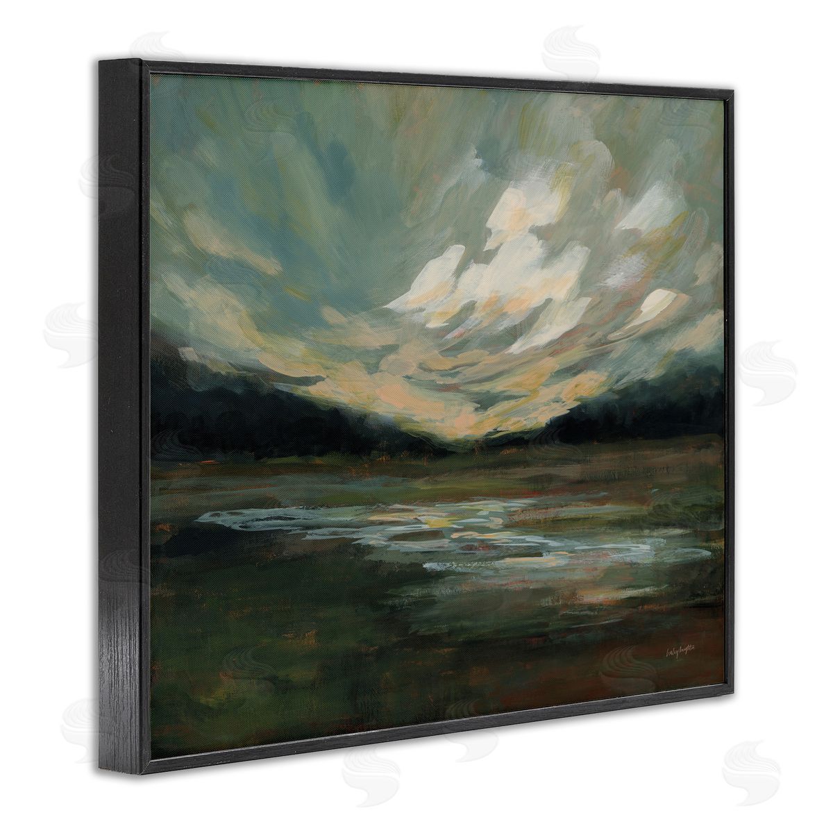 Haley Knighten Billowing Clouds Landscape Black Framed Giclee Wall Art Print
