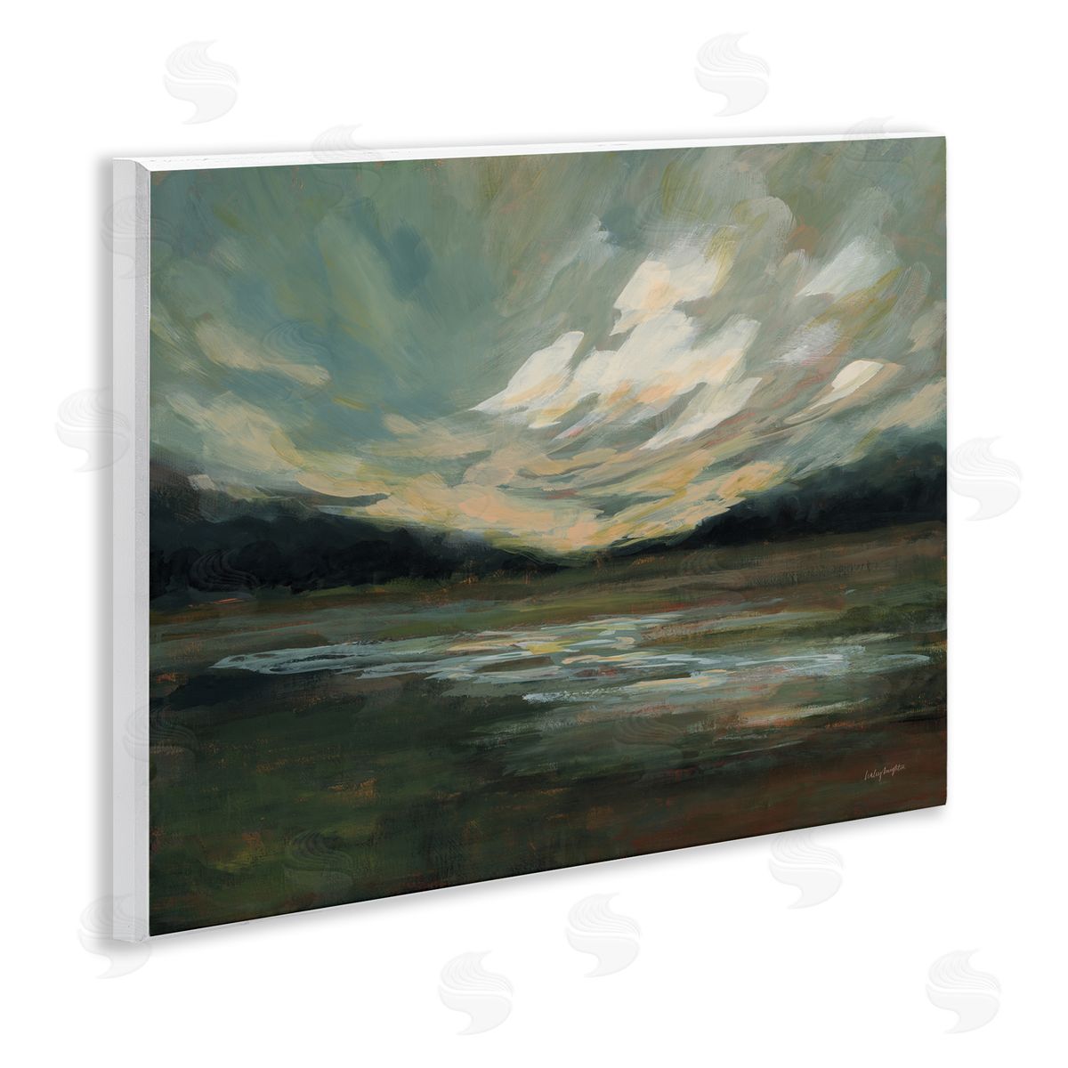 Haley Knighten Billowing Clouds Landscape Wooden Wall Plaque Art Print