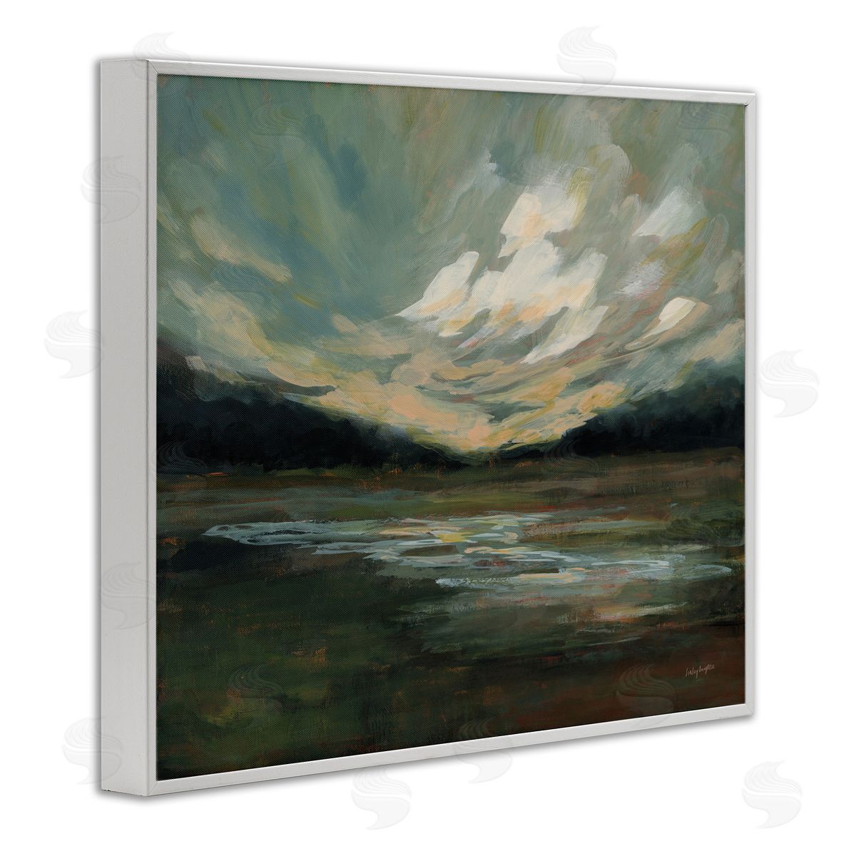Haley Knighten Billowing Clouds Landscape White Framed Giclee Wall Art Print