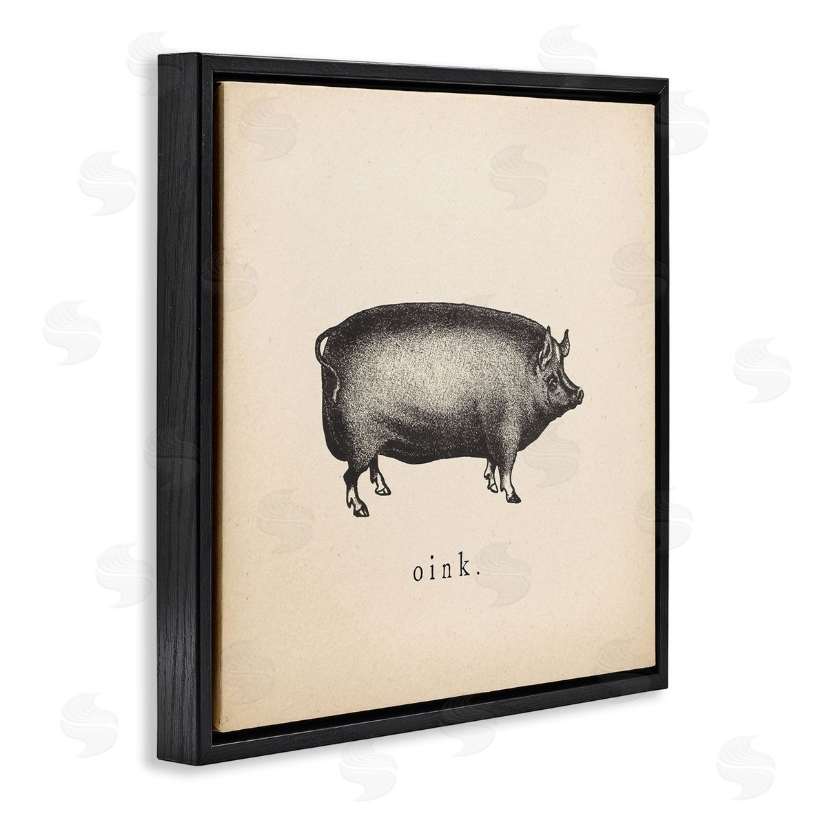 Wild Apple Portfolio Oink Farm Pig Sounds Black Floating Frame Canvas Wall Art Print