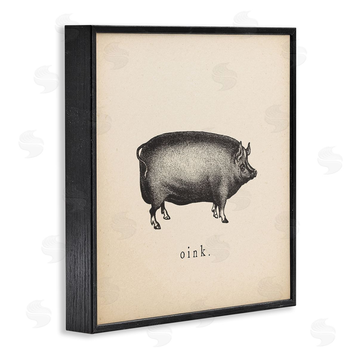 Wild Apple Portfolio Oink Farm Pig Sounds Black Framed Giclee Wall Art Print
