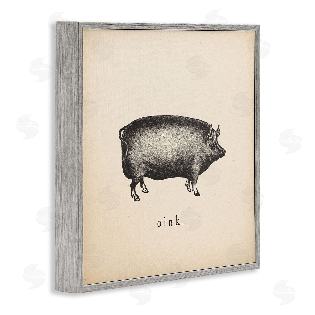 Wild Apple Portfolio Oink Farm Pig Sounds Gray Framed Giclee Wall Art Print