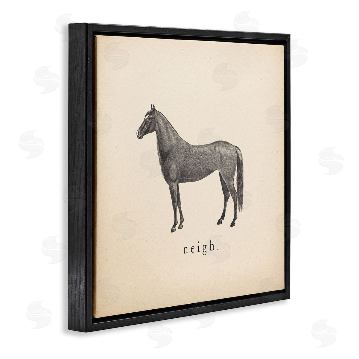 Wild Apple Portfolio Neigh Farm Horse Sounds Black Floating Frame Canvas Wall Art Print