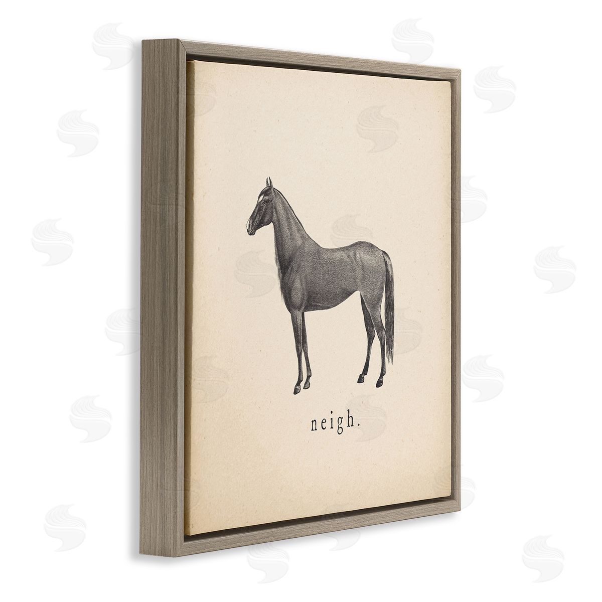 Wild Apple Portfolio Neigh Farm Horse Sounds Brown Floating Frame Canvas Wall Art Print