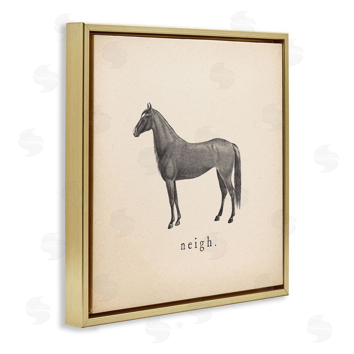 Wild Apple Portfolio Neigh Farm Horse Sounds Gold Floating Frame Canvas Wall Art Print
