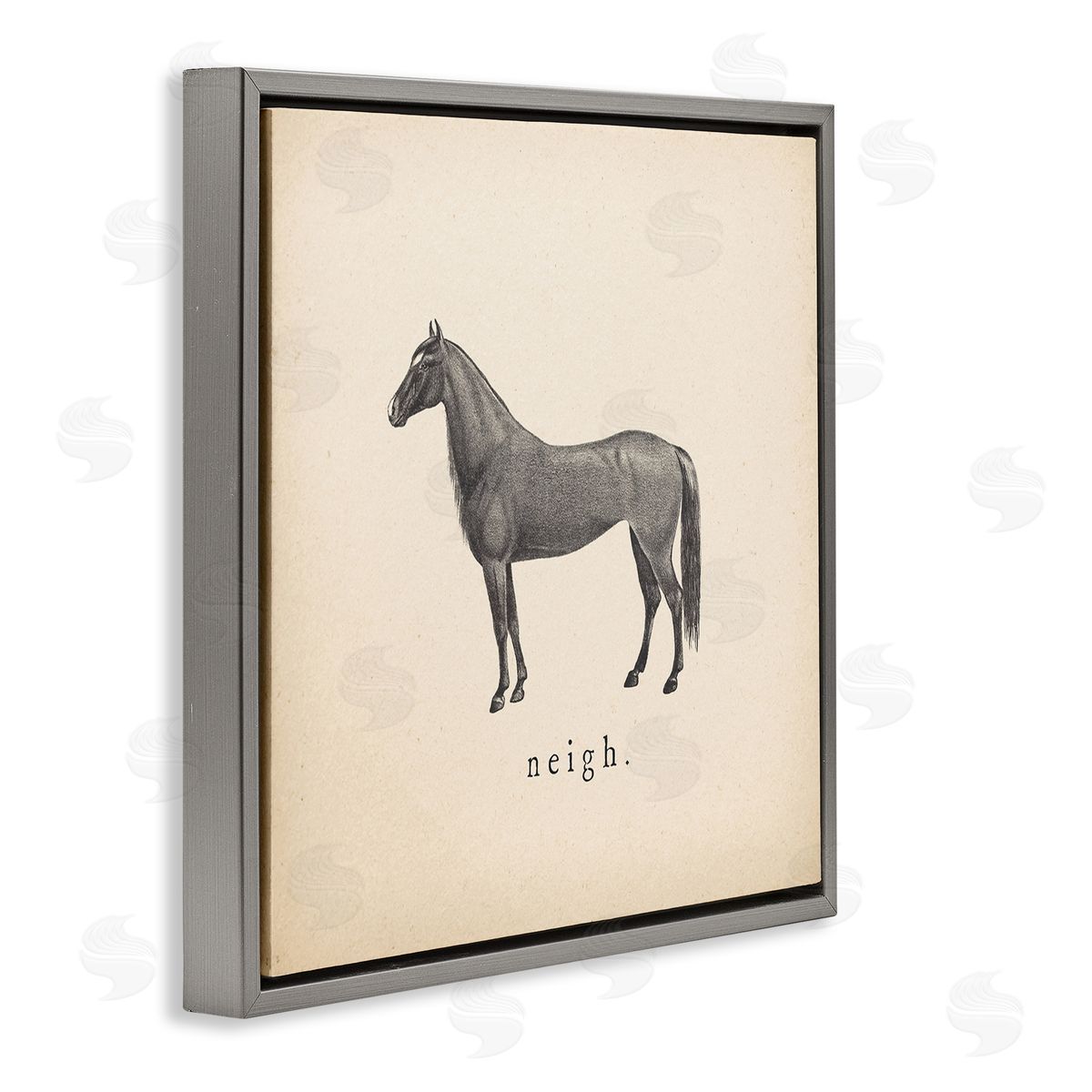 Wild Apple Portfolio Neigh Farm Horse Sounds Gray Floating Frame Canvas Wall Art Print