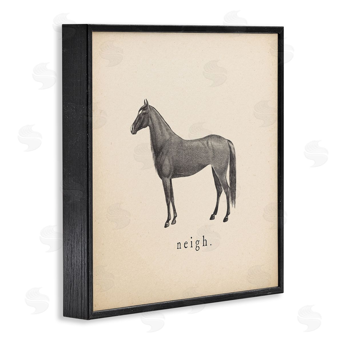 Wild Apple Portfolio Neigh Farm Horse Sounds Black Framed Giclee Wall Art Print
