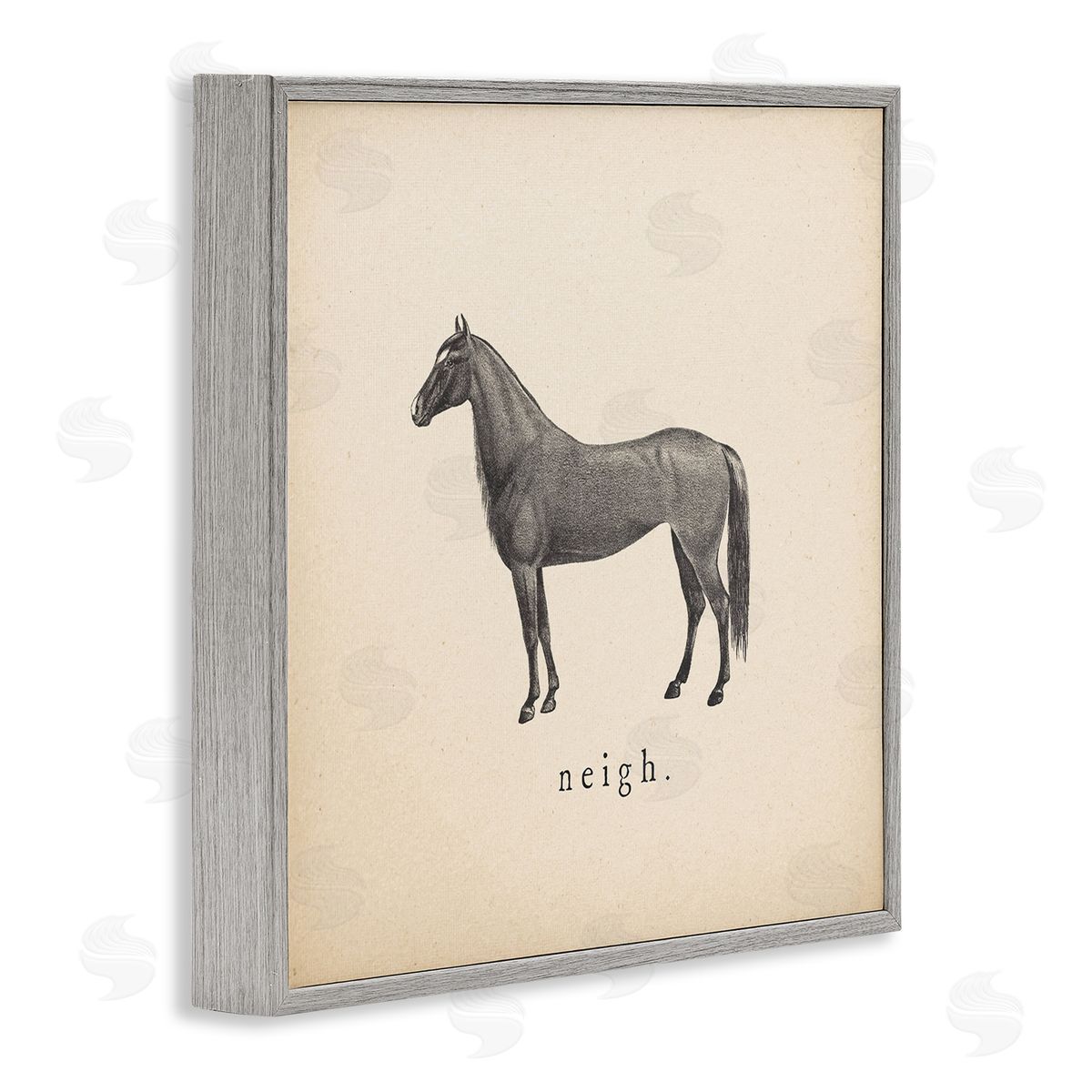 Wild Apple Portfolio Neigh Farm Horse Sounds Gray Framed Giclee Wall Art Print