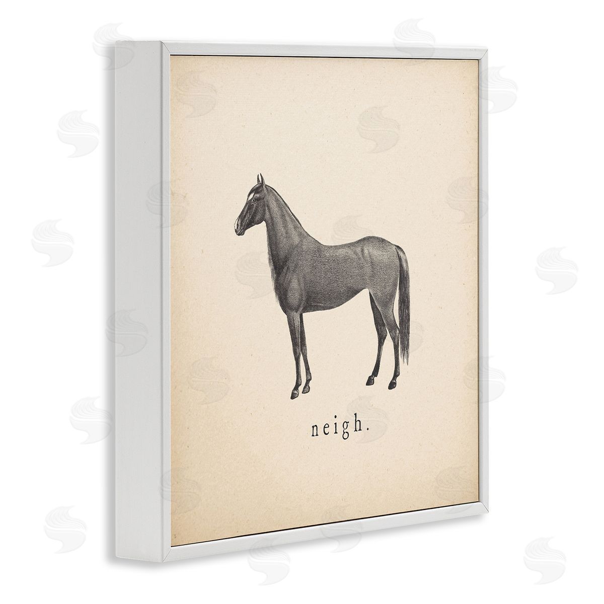 Wild Apple Portfolio Neigh Farm Horse Sounds White Framed Giclee Wall Art Print