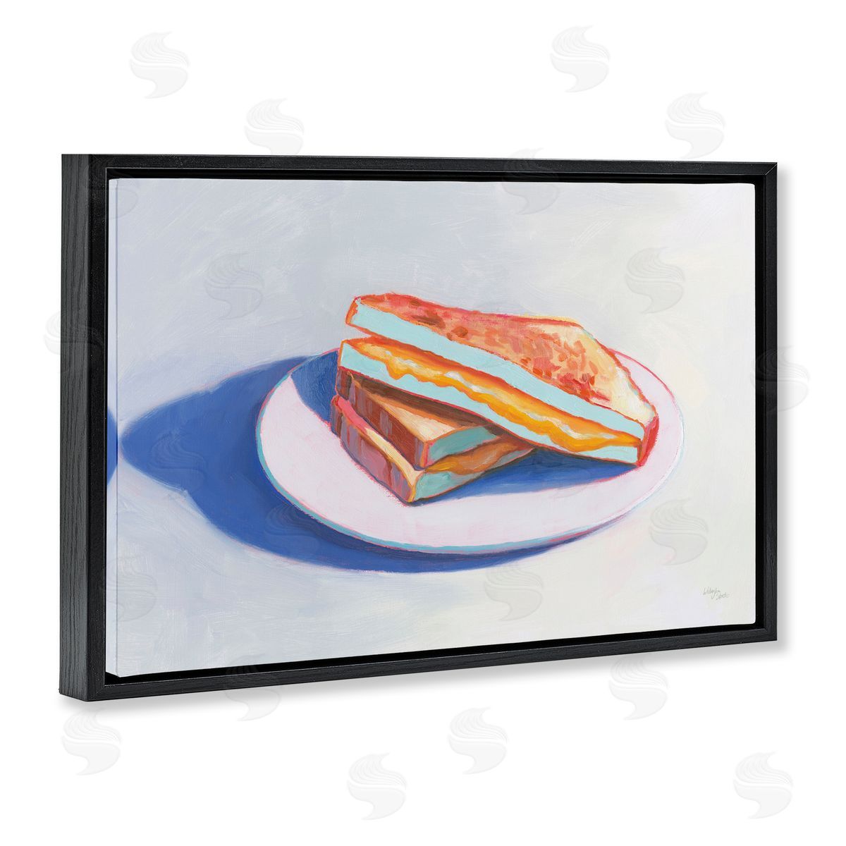 Wellington Studio Grilled Cheese Meal Black Floating Frame Canvas Wall Art Print