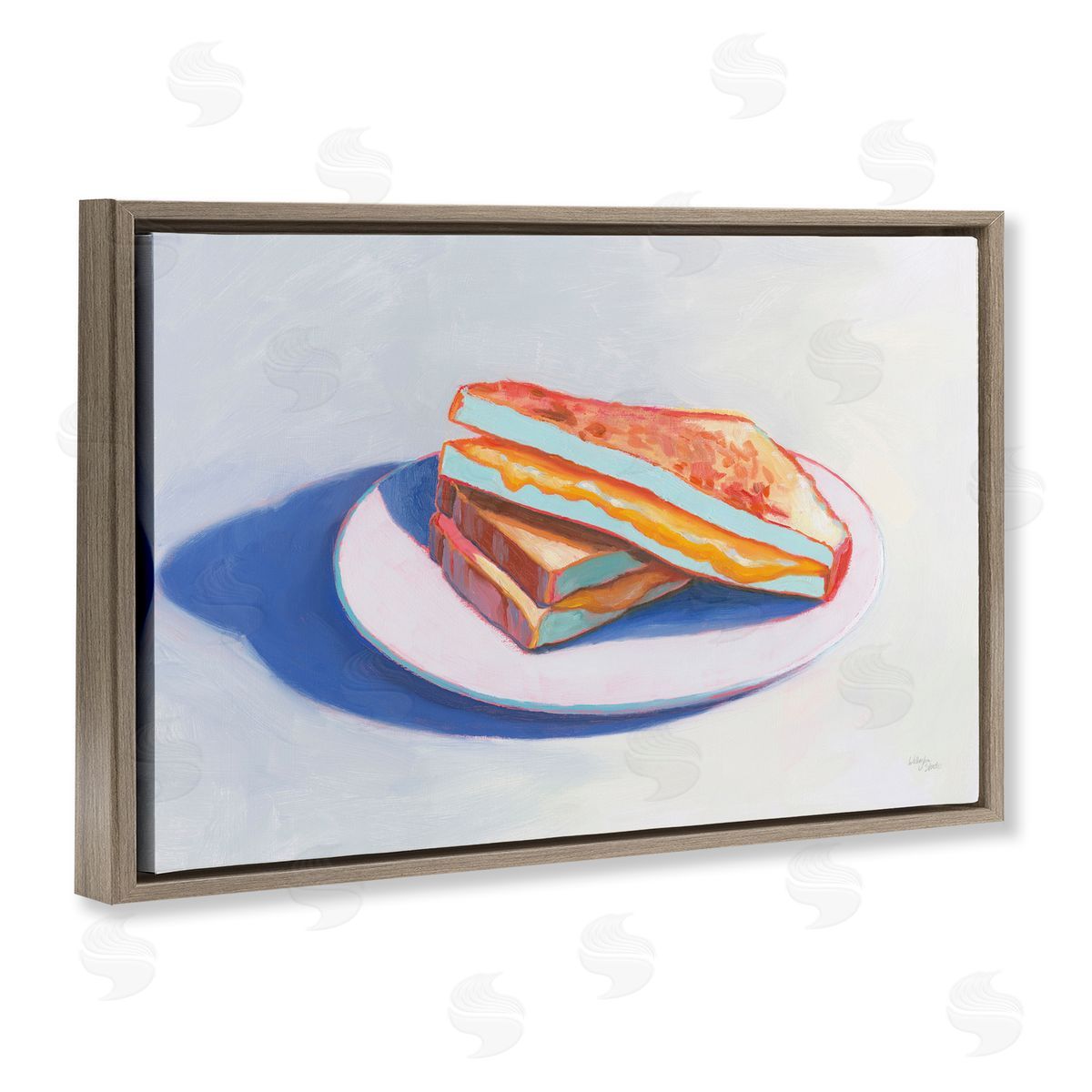 Wellington Studio Grilled Cheese Meal Brown Floating Frame Canvas Wall Art Print