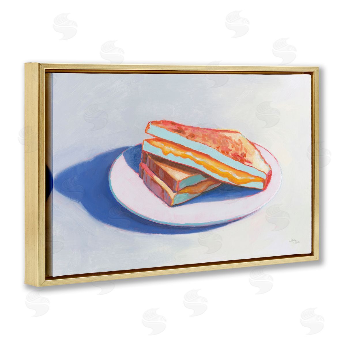 Wellington Studio Grilled Cheese Meal Gold Floating Frame Canvas Wall Art Print